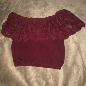 Off the Shoulder Lace Cropped Top